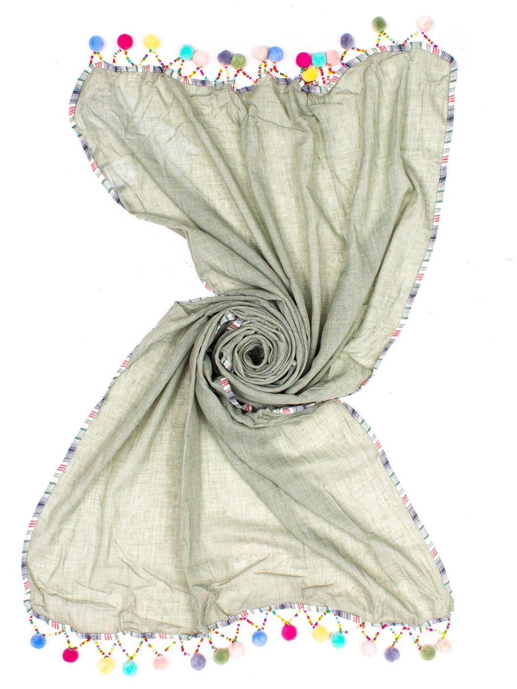 STOLA PONPON E PERLINE, 70X185 CM, 20%CO 80% VI, MADE IN PRC